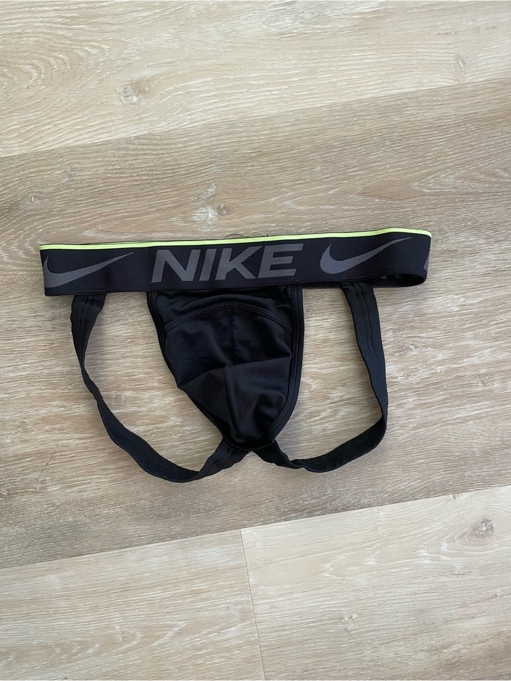 Nike Black Athletic Jockstrap with Neon Yellow Trim